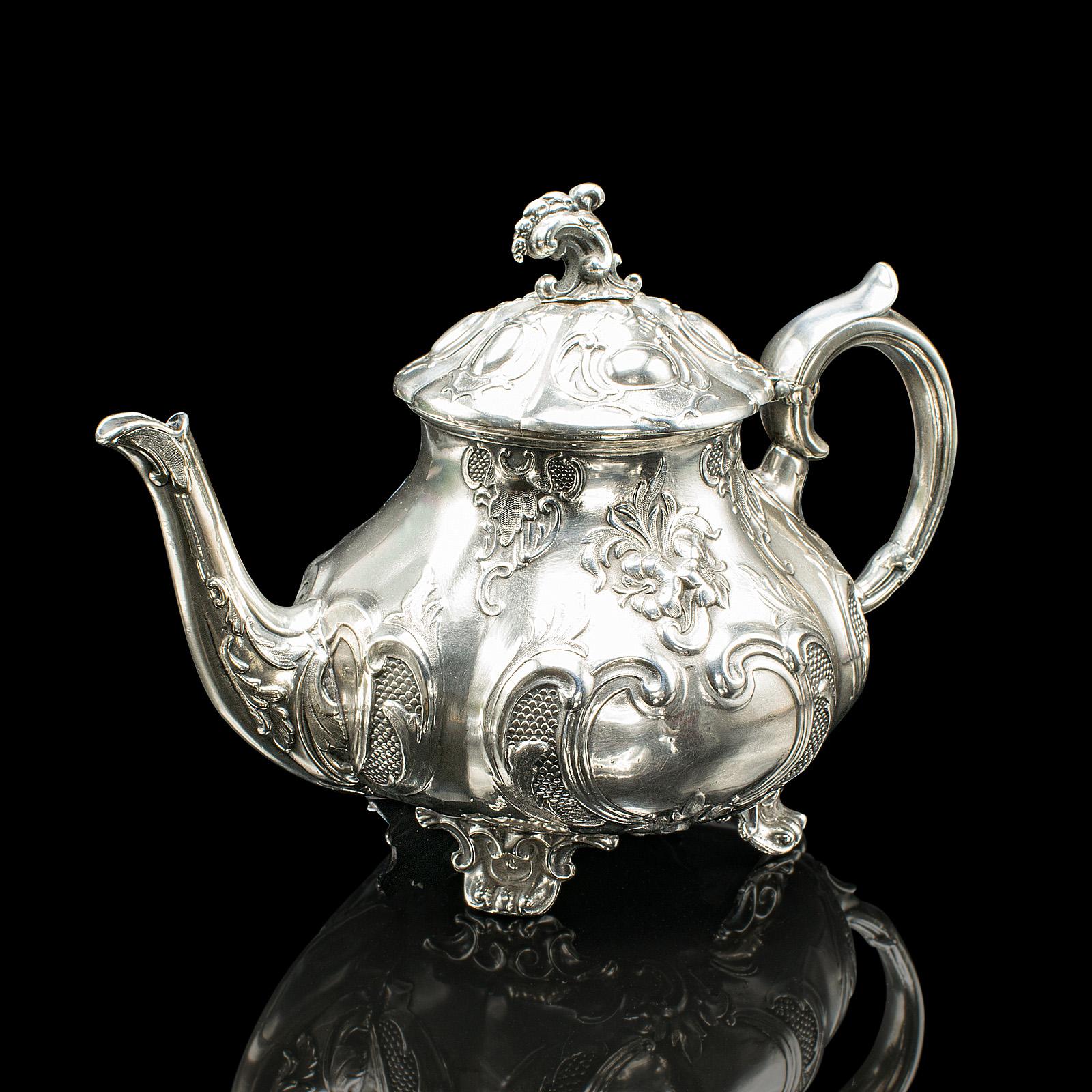 Service à thé 4 pièces ancien, anglais, en métal argenté, cafetière, édouardien, 1910 Bon état - En vente à Hele, Devon, GB