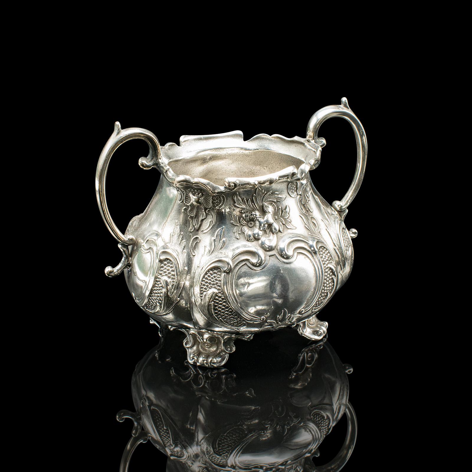 Plaqué argent Service à thé 4 pièces ancien, anglais, en métal argenté, cafetière, édouardien, 1910 en vente