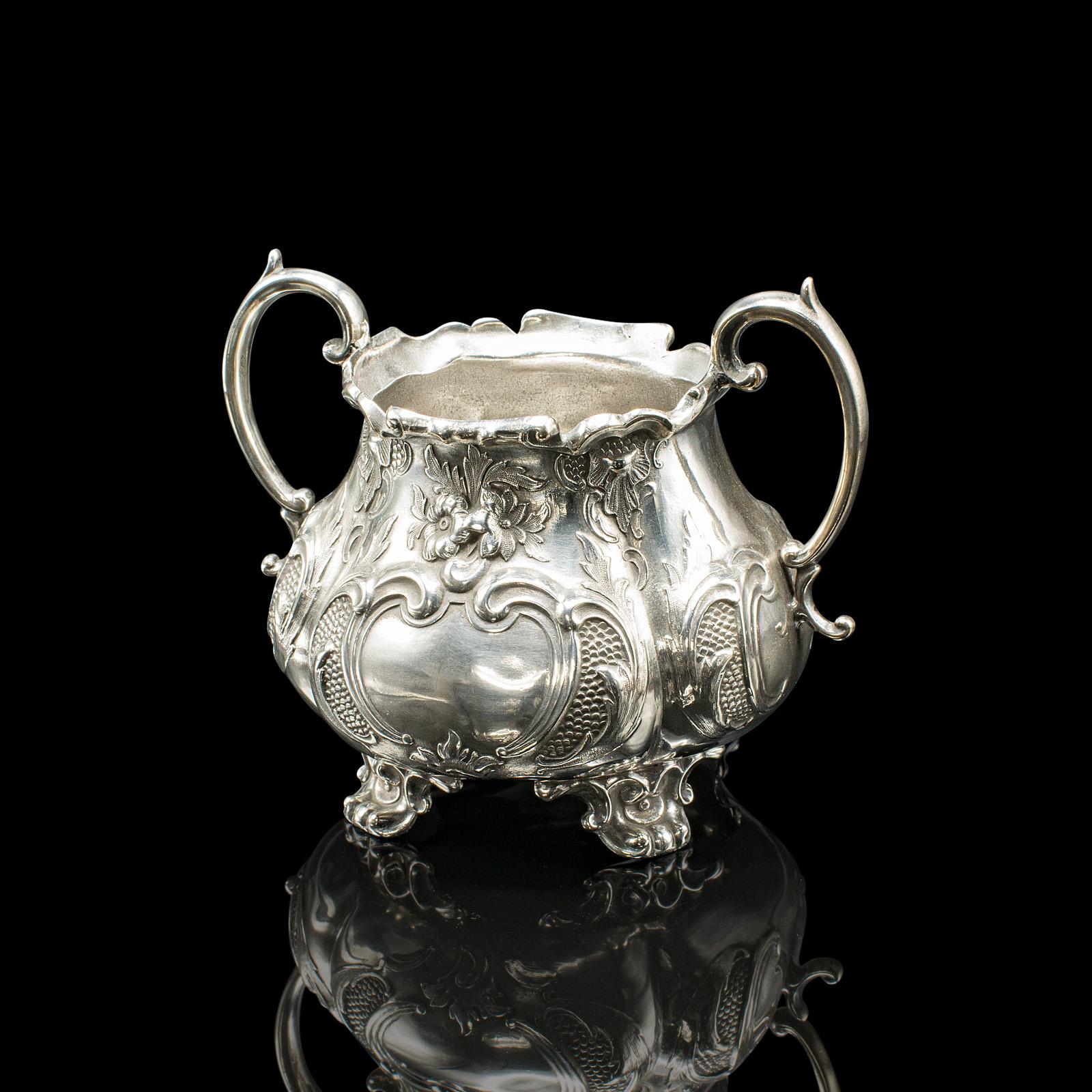 Service à thé 4 pièces ancien, anglais, en métal argenté, cafetière, édouardien, 1910 en vente 1