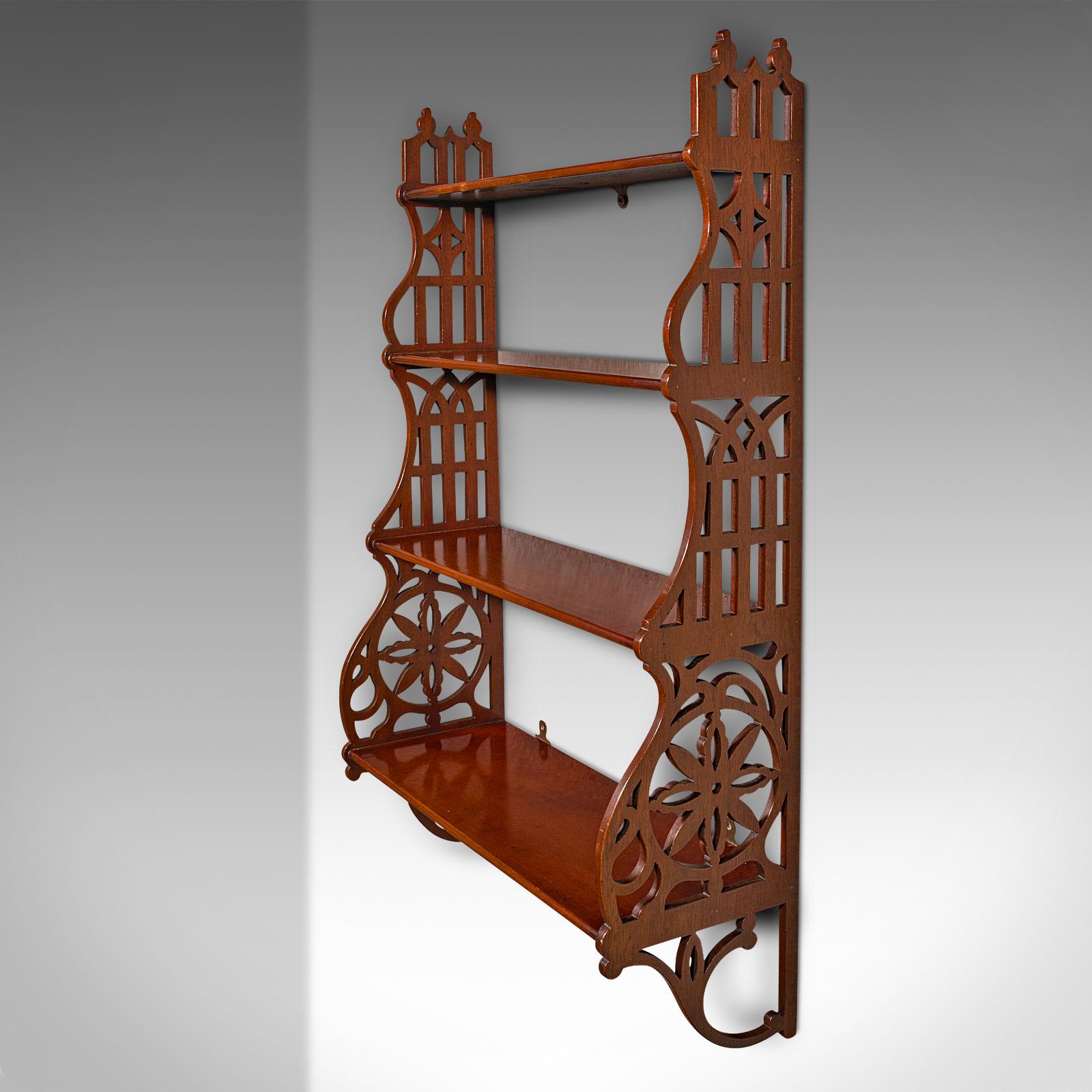 Antique 4-Tier Mounted Whatnot, English, Wall Display Shelves, Edwardian, C.1910 In Good Condition For Sale In Hele, Devon, GB