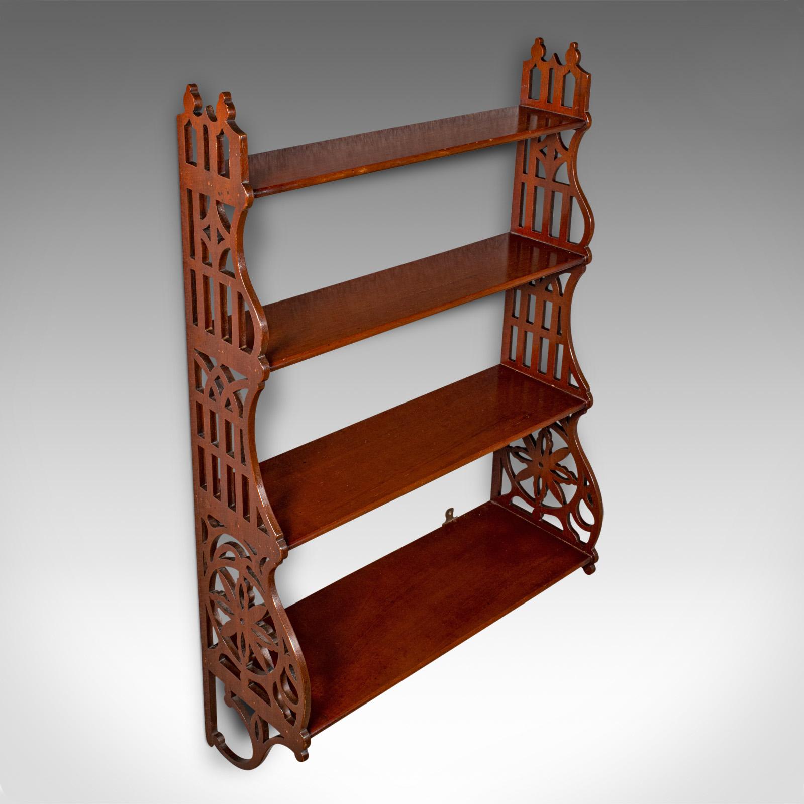20th Century Antique 4-Tier Mounted Whatnot, English, Wall Display Shelves, Edwardian, C.1910 For Sale