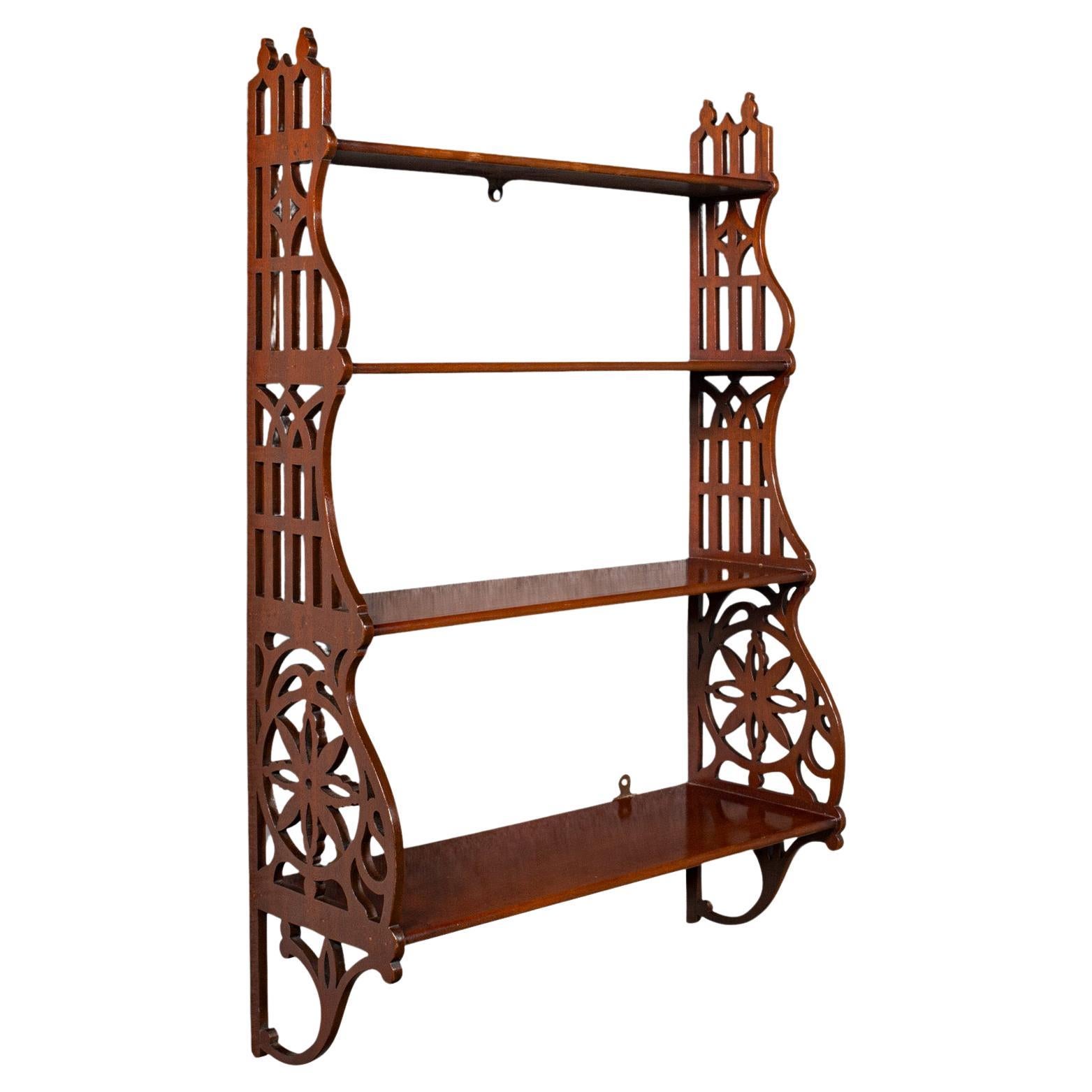 Antique 4-Tier Mounted Whatnot, English, Wall Display Shelves, Edwardian, C.1910 For Sale