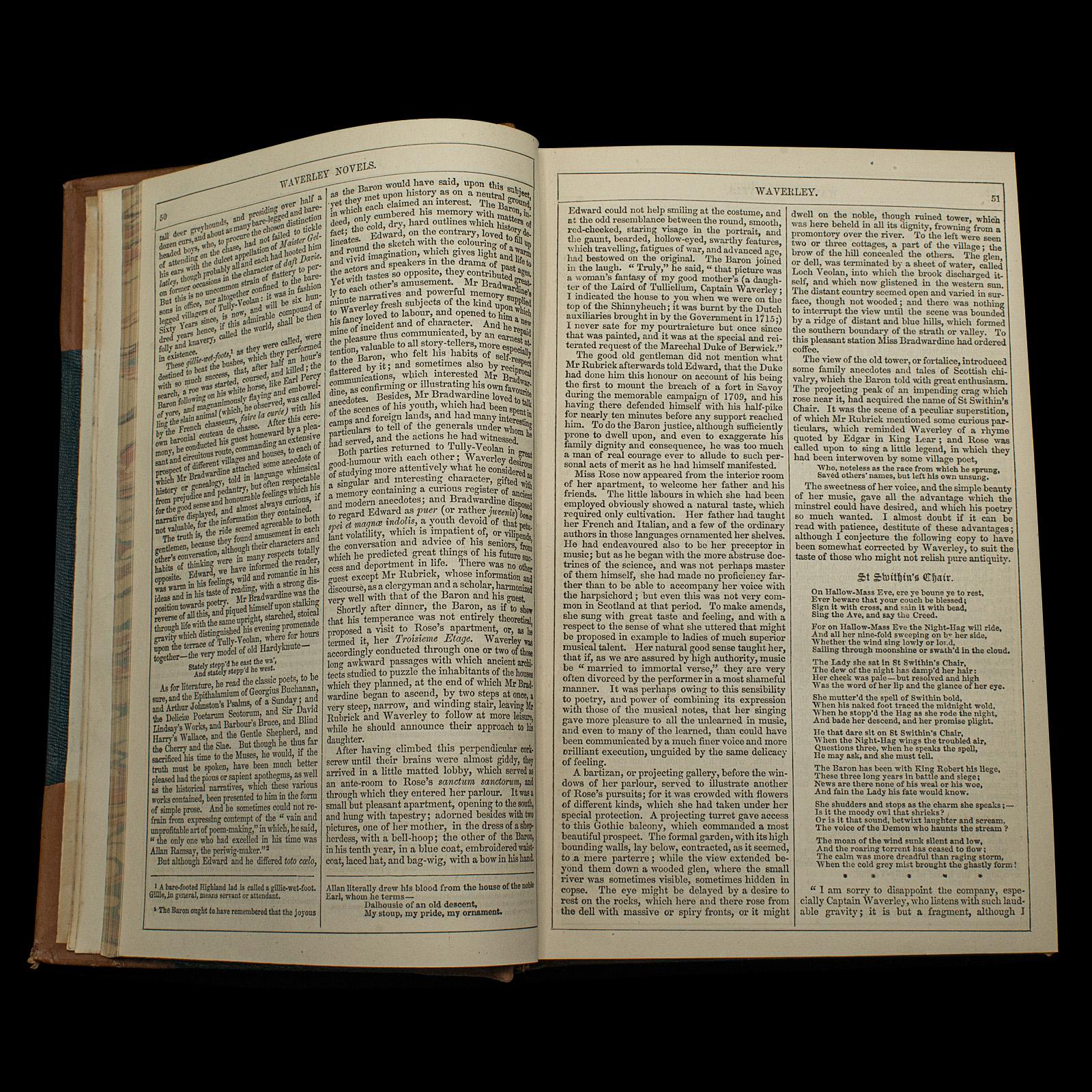 Antique 4 Vols, Waverley Novels, Walter Scott, Scottish, Literary Set, Victorian For Sale 3