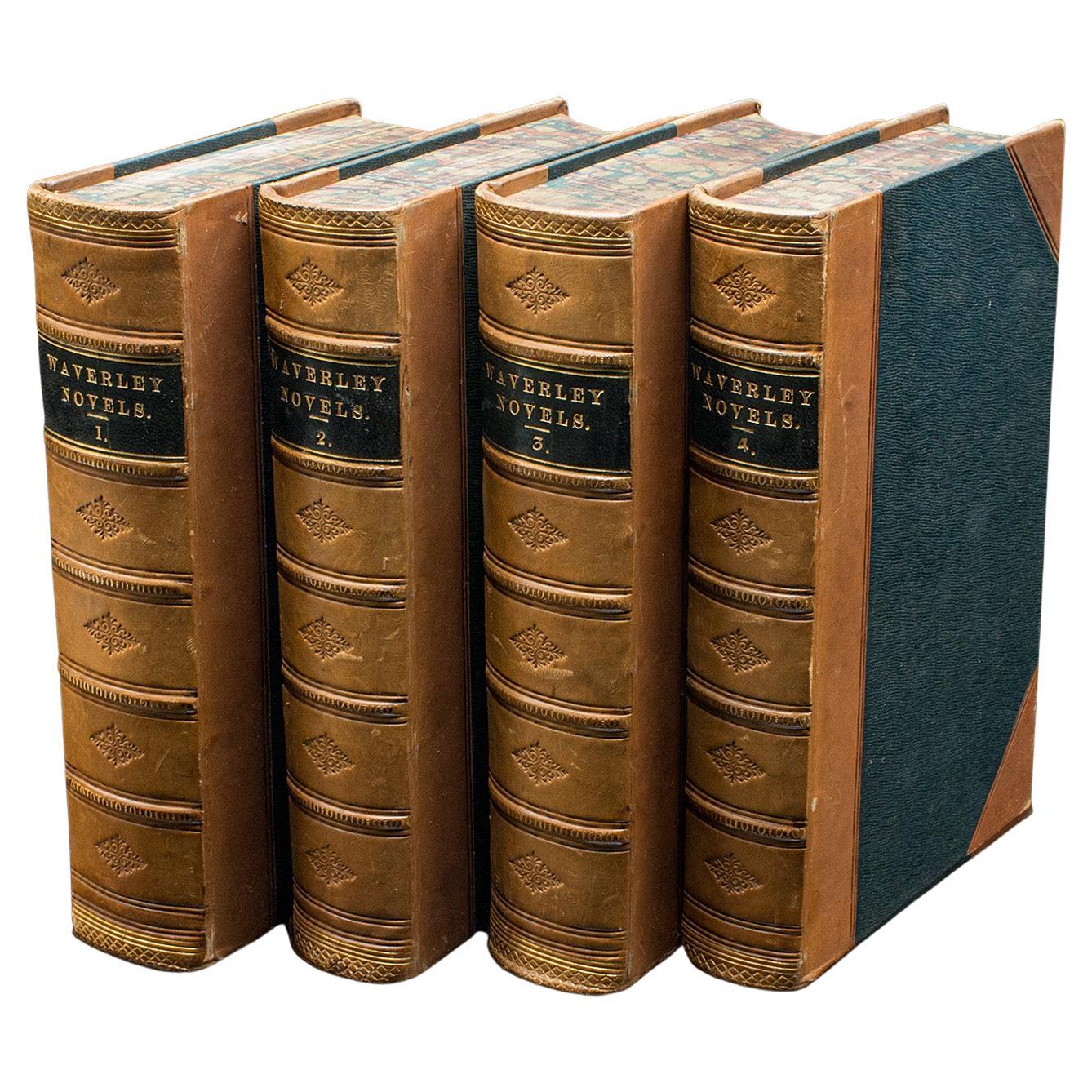 Antique 4 Vols, Waverley Novels, Walter Scott, Scottish, Literary Set, Victorian