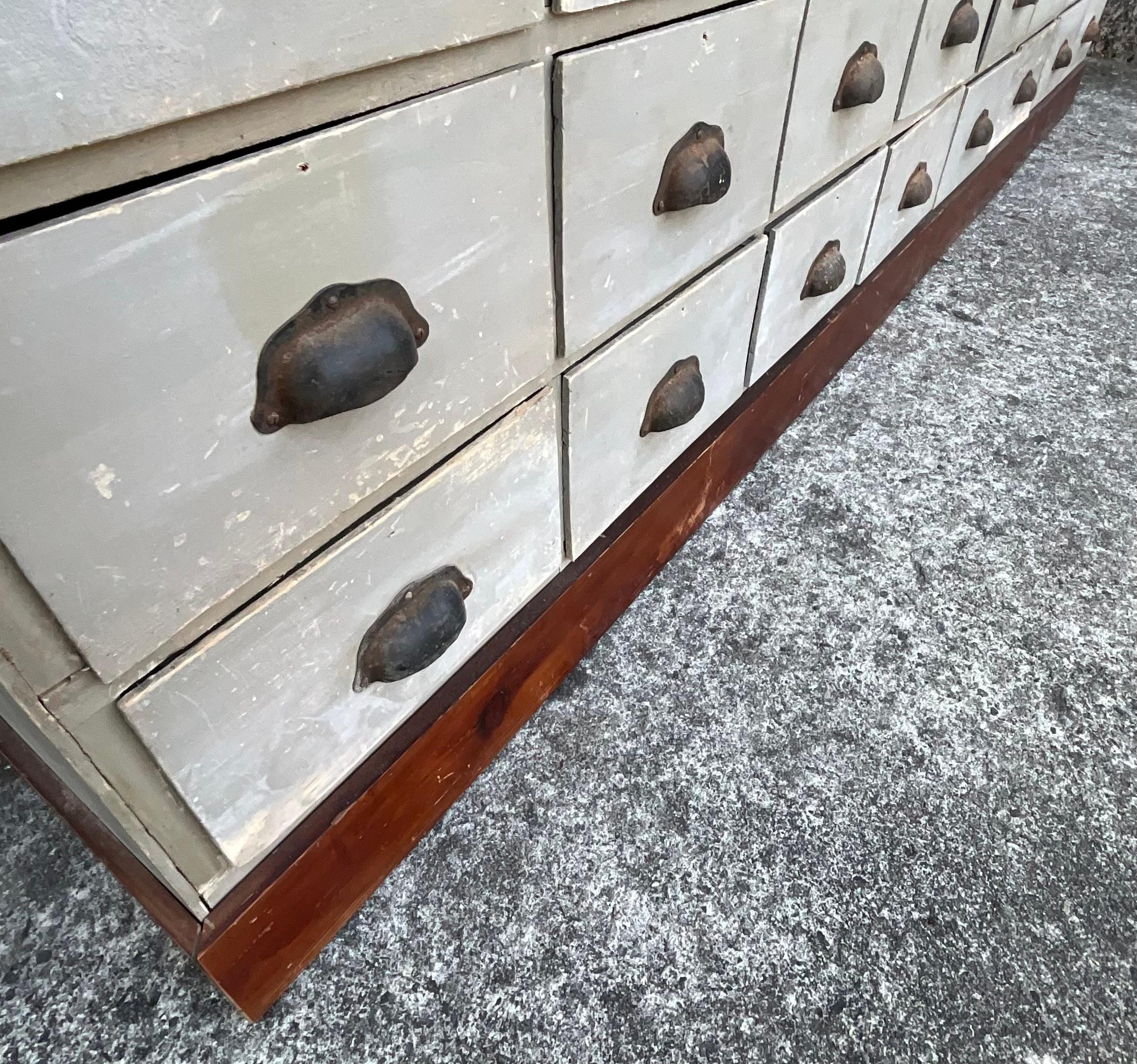 Fruitwood Antique 40-Drawer Apothecary Cabinet – Paris, circa 1920 For Sale