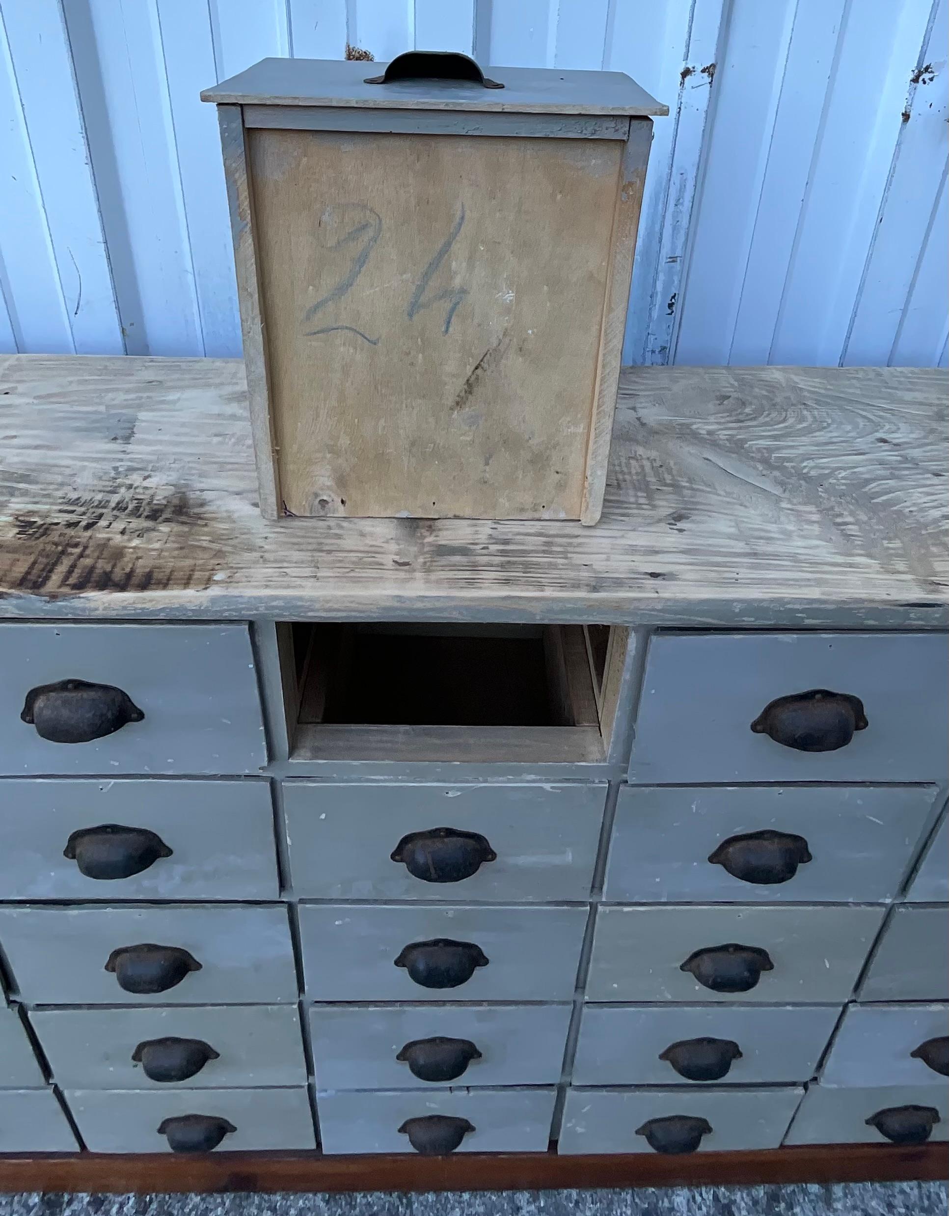 Fruitwood Antique 40-Drawer Apothecary Cabinet – Paris, circa 1920 For Sale