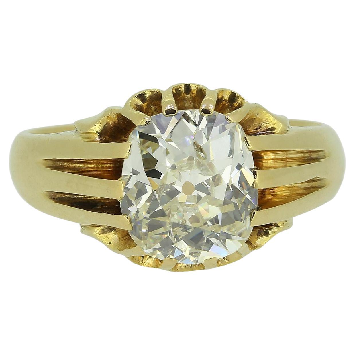 Anello antico con diamante a taglio cuscino da 4,00 carati Single Stone