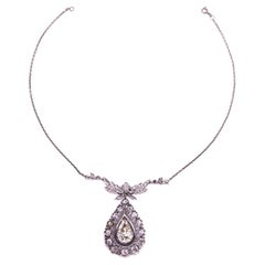 Antique 4.00 Carat Russian Rose Cut Diamond 14k & Silver Necklace