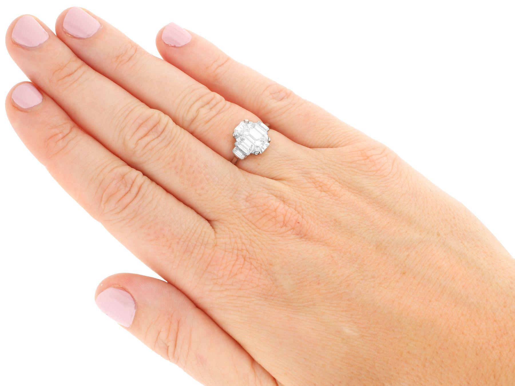 Art Deco 4.02 Carat Diamond and Platinum Solitaire Ring For Sale 8