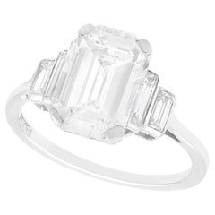 Art Deco 4,02 Karat Diamant und Platin Solitär-Ring