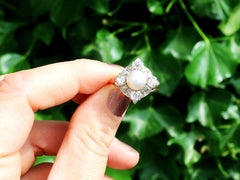 Antique 4.08Ct Diamond and Pearl Yellow Gold Earring and Ring Set Circa 1870