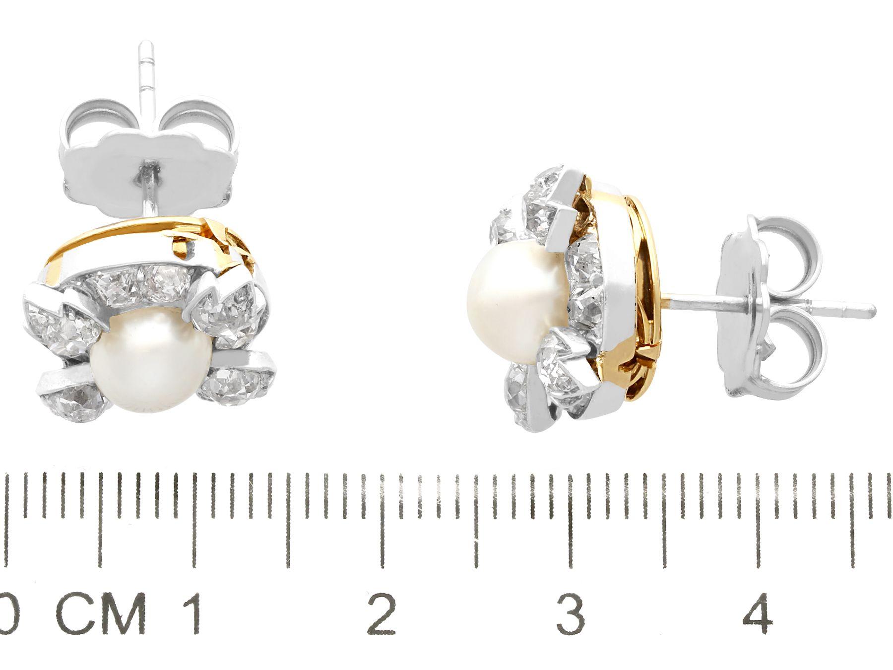 Antiker Ohrring und Ring aus Gelbgold mit 4,08 Karat Diamant und Perle, um 1870 im Angebot 4