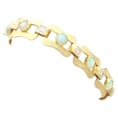Antique 4.10 Carat Opal and 0.72 Carat Diamond Yellow Gold Bracelet