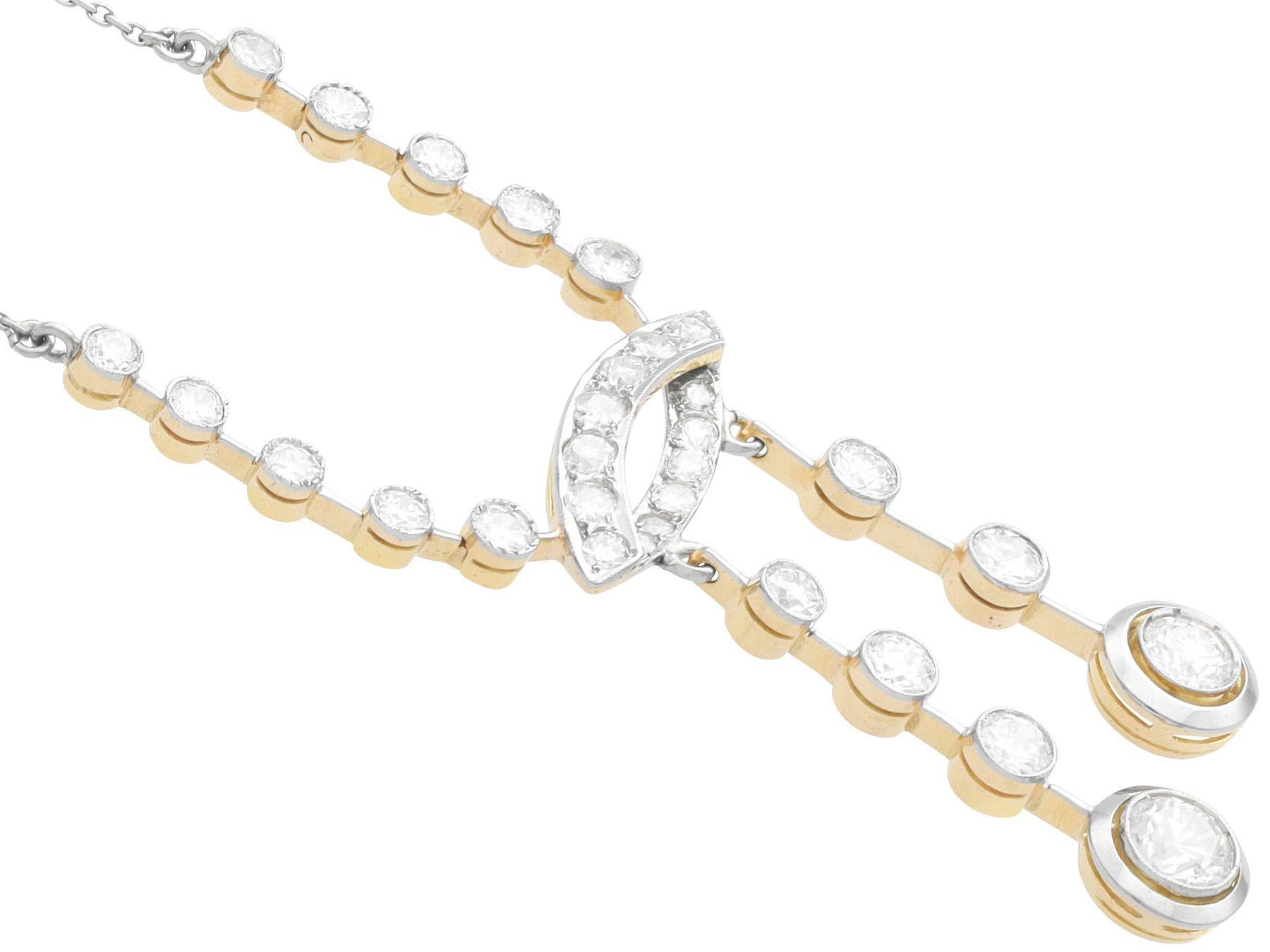 Collier ancien en or jaune et diamants de 4,13 carats Unisexe en vente