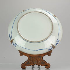 Antique circa 1900 Chinese Porcelain Landscape Flower Charger Silver