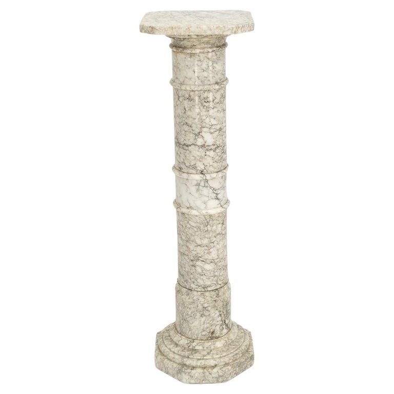 Antique Turned Marble Pedestal Stand For Sale
