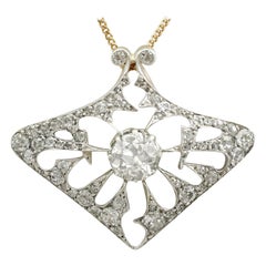 Antique 4.21 Carat Diamond and Yellow Gold Pendant and Brooch
