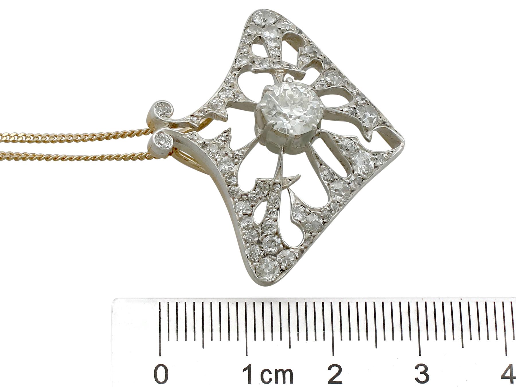 Antique 4.21 Carat Diamond and Yellow Gold Pendant and Brooch 6