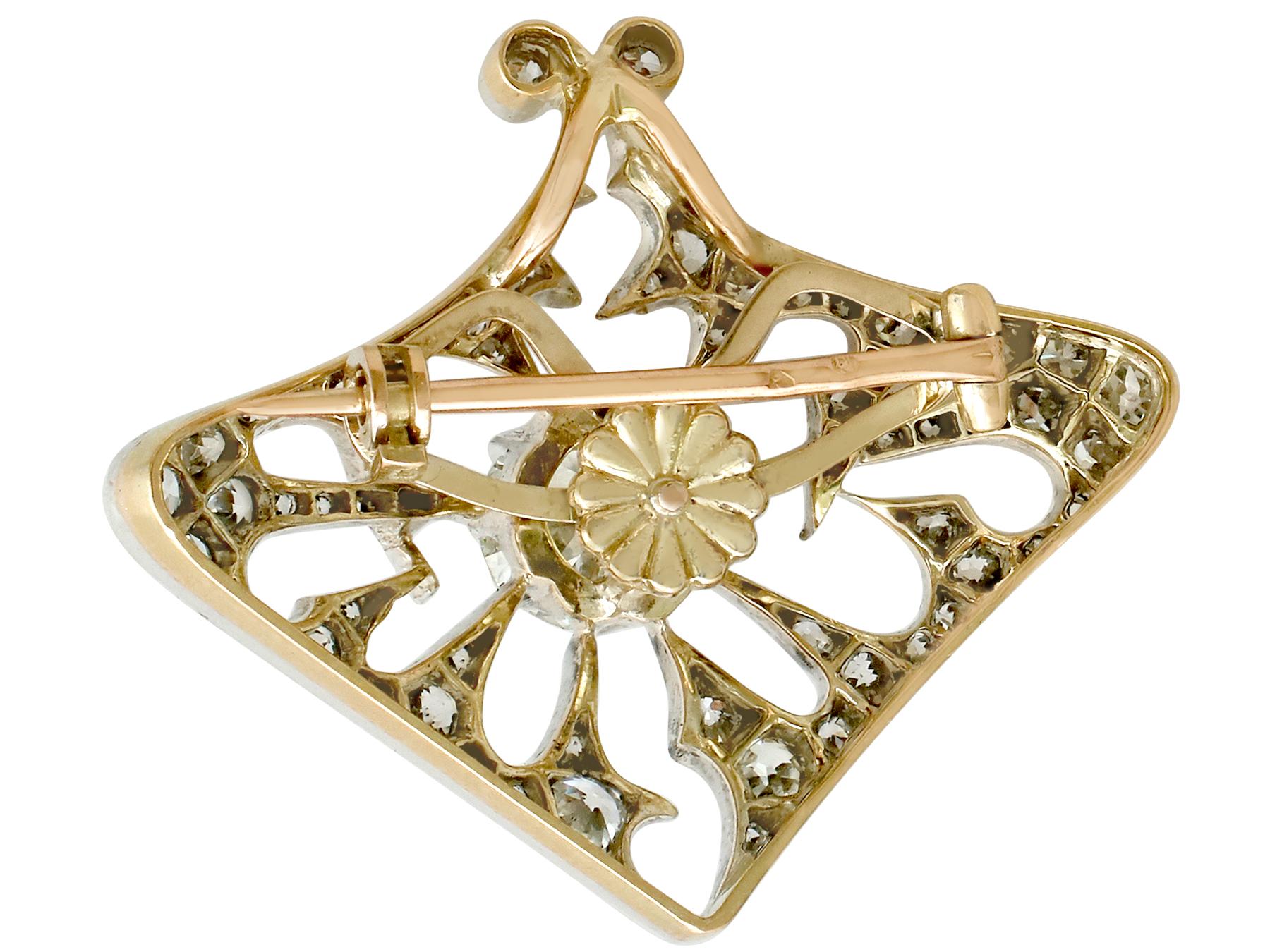 Antique 4.21 Carat Diamond and Yellow Gold Pendant and Brooch 4