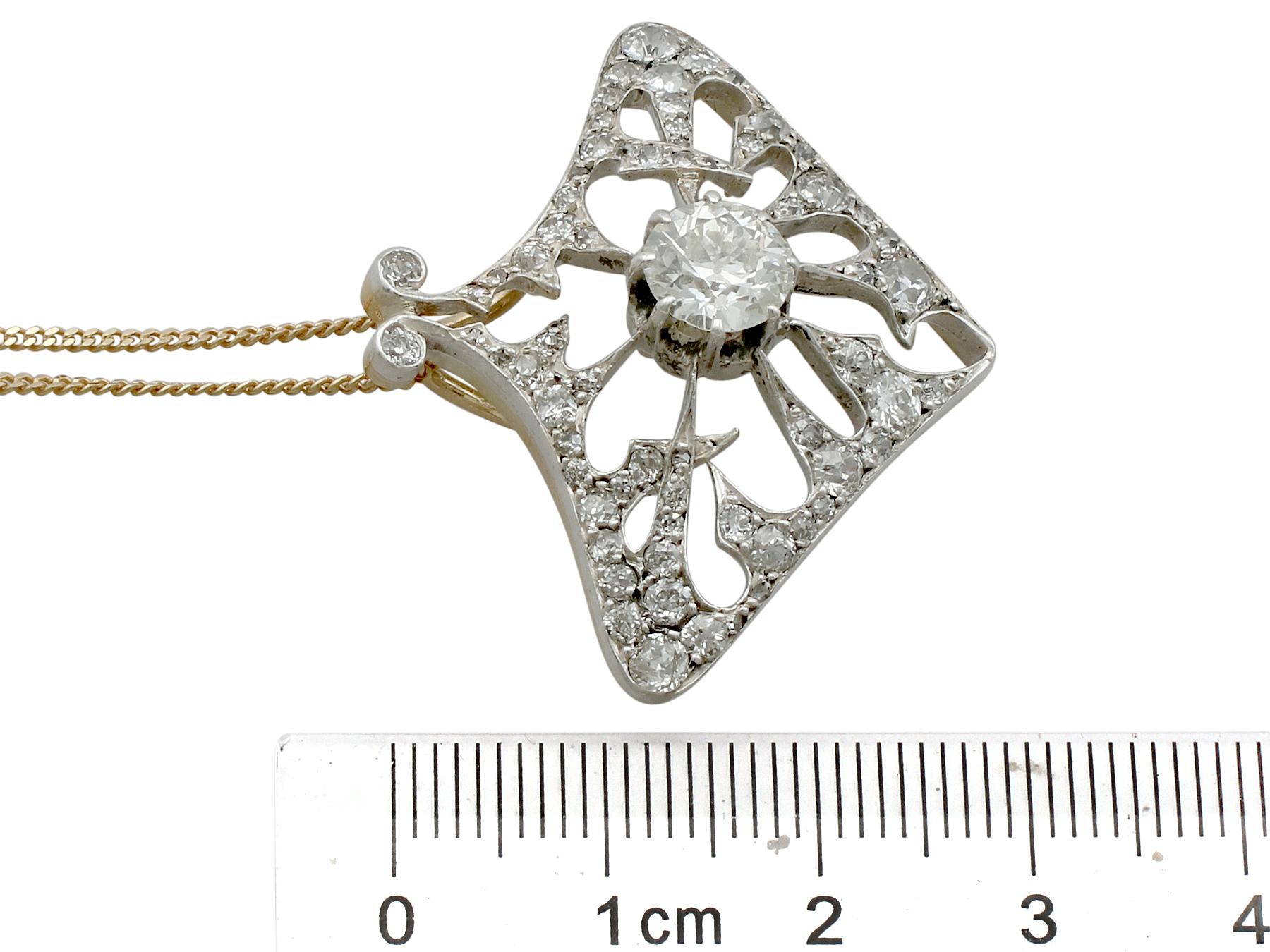 Antique 4.21 Carat Diamond and Yellow Gold Pendant Brooch French, circa 1900 6