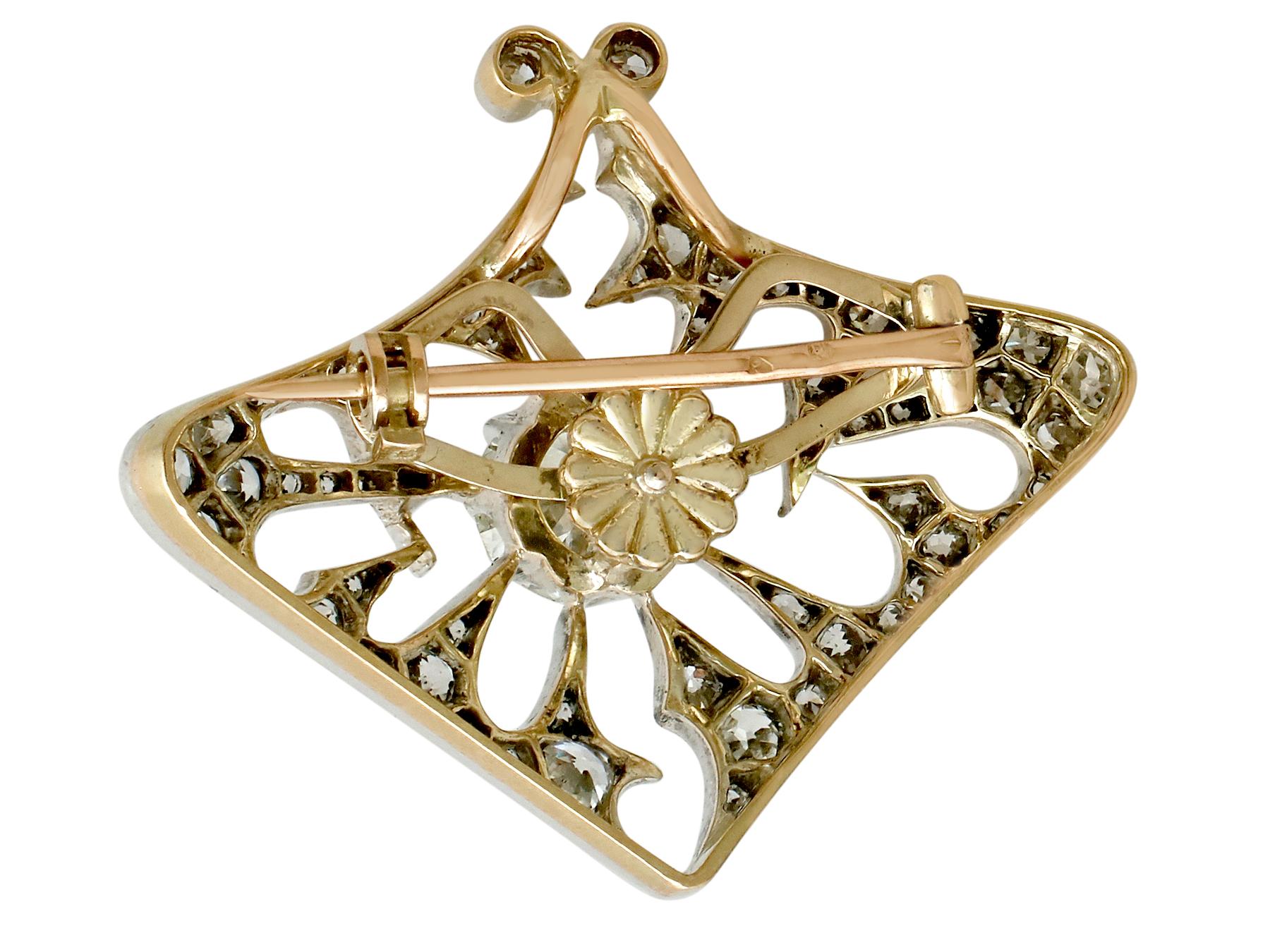 Antique 4.21 Carat Diamond and Yellow Gold Pendant Brooch French, circa 1900 3