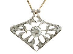 Antique 4.21 Carat Diamond and Yellow Gold Pendant Brooch French, circa 1900