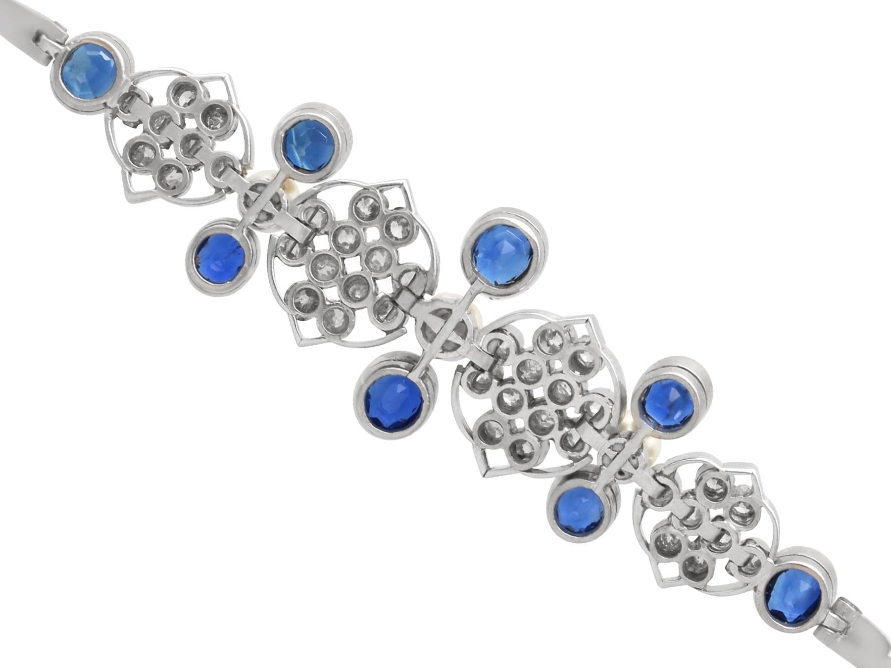 Bracelet en platine avec saphirs de 4,23 carats, diamants de 1,51 carat et perles, c. 1935 en vente 1