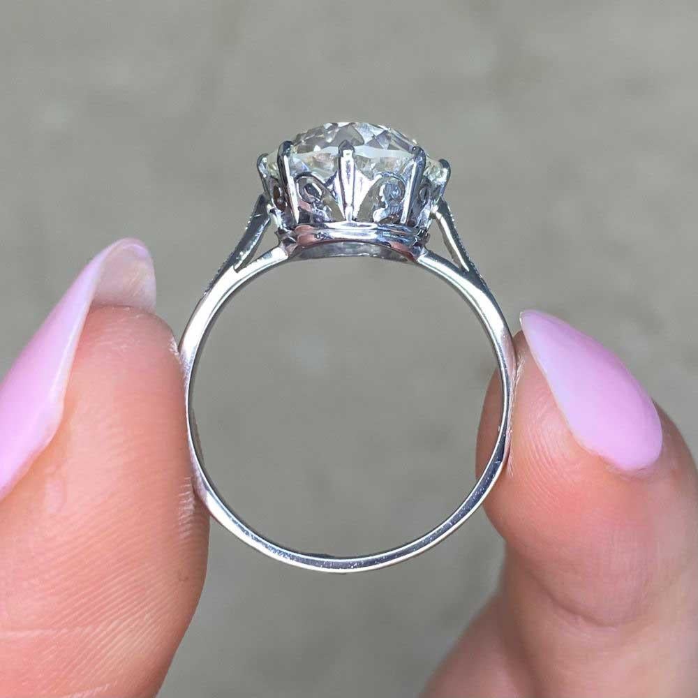 Antique 4.25ct Old Euro-cut Diamond Engagement Ring, VS1 Clarity, Platinum For Sale 4