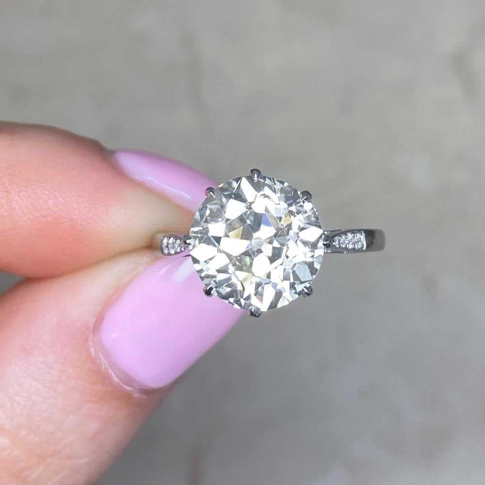 Antique 4.25ct Old Euro-cut Diamond Engagement Ring, VS1 Clarity, Platinum For Sale 3