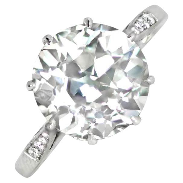 Antique 4.25ct Old Euro-cut Diamond Engagement Ring, VS1 Clarity, Platinum For Sale