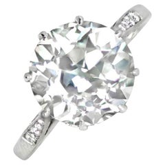 Vintage 4.25ct Old Euro-cut Diamond Engagement Ring, VS1 Clarity, Platinum