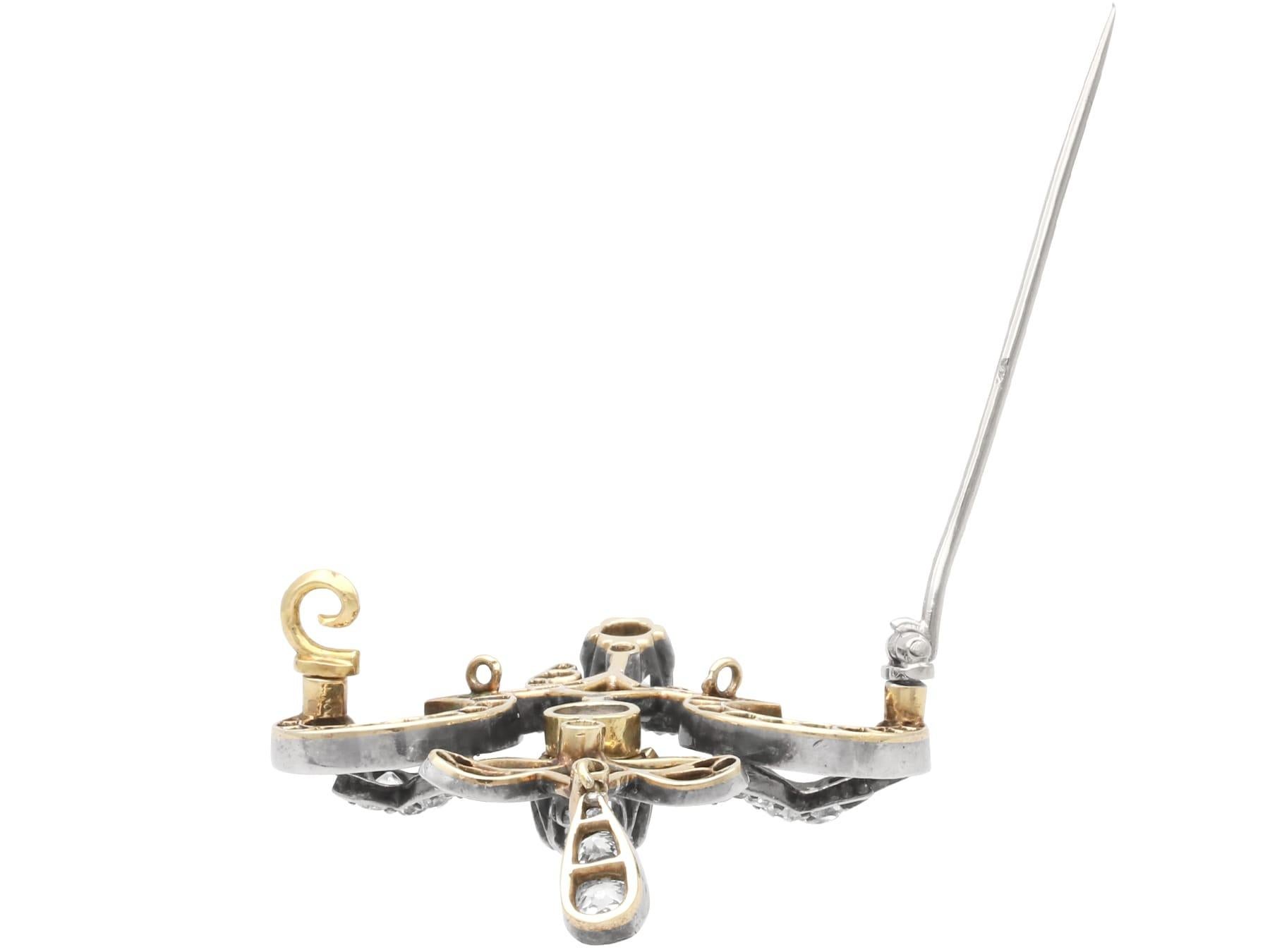 Antico ciondolo/spilla in oro giallo 15k e diamanti da 4,27 carati Circa 1910 in vendita 4