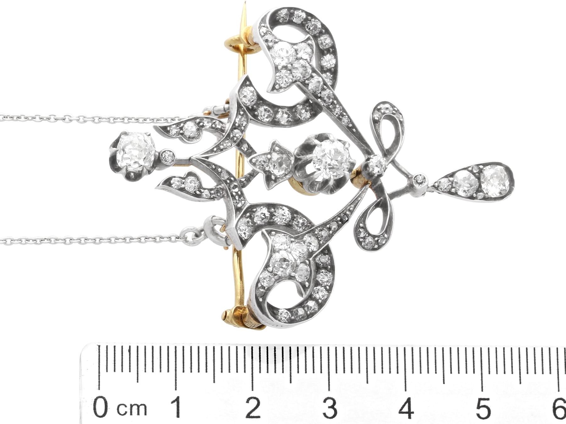 Antico ciondolo/spilla in oro giallo 15k e diamanti da 4,27 carati Circa 1910 in vendita 6