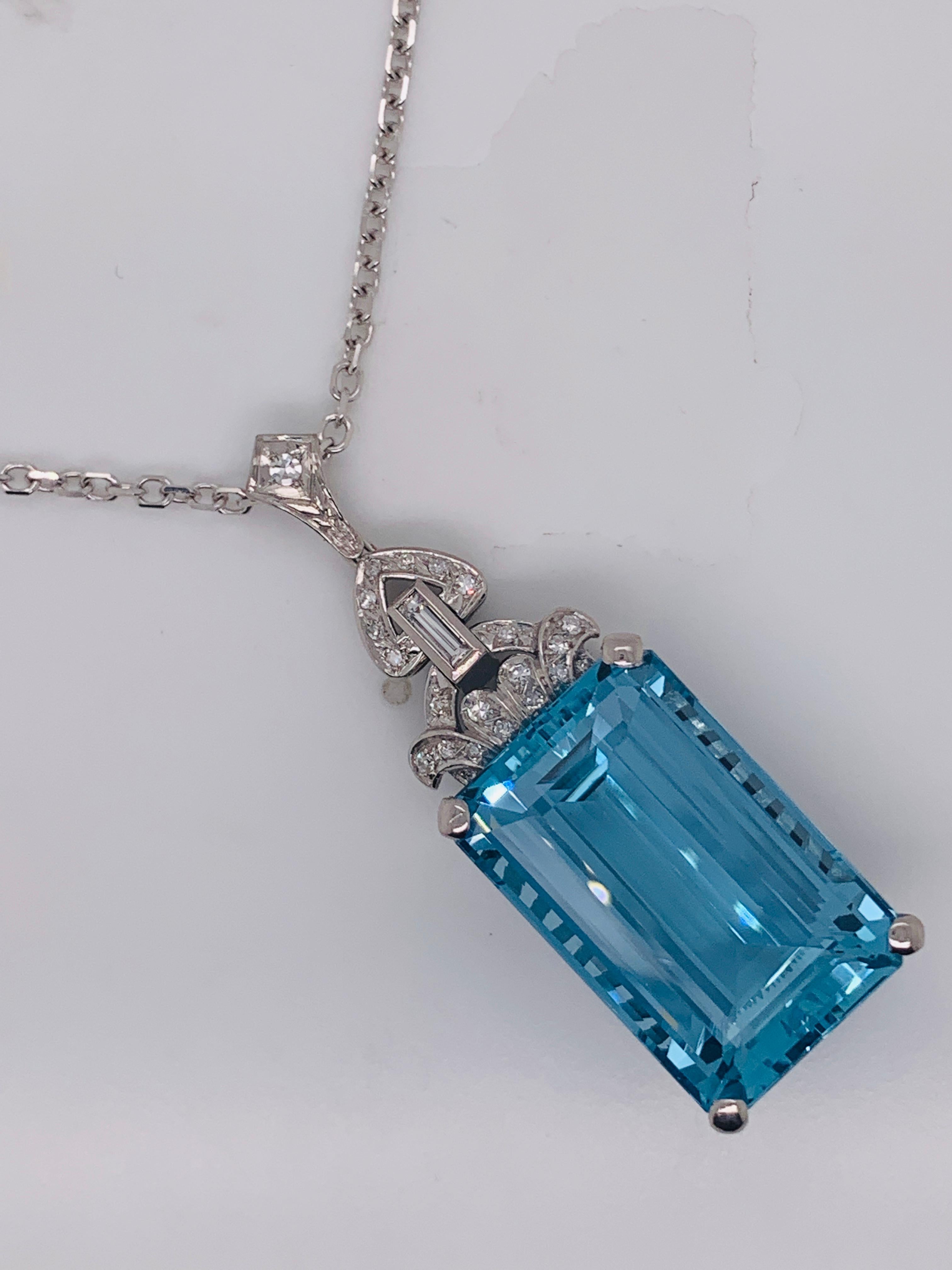 Antique 42.80 Carat Aquamarine and Diamond Pendant In New Condition In New York, NY