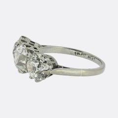 Antique 4.30 Carat Old Cut Diamond Three-Stone Ring