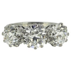 Antique 4.30 Carat Old Cut Diamond Three-Stone Ring