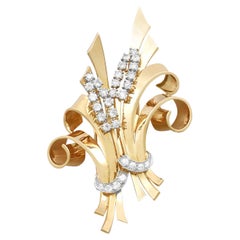 Antique 4.32 Carat Diamond and Yellow Gold Double Clip Brooch