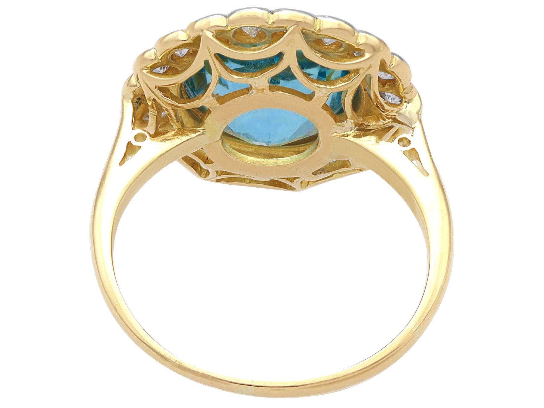 Antiker Cluster-Ring mit 4,35 Karat Aquamarin und 1,46 Karat Diamant für Damen oder Herren im Angebot