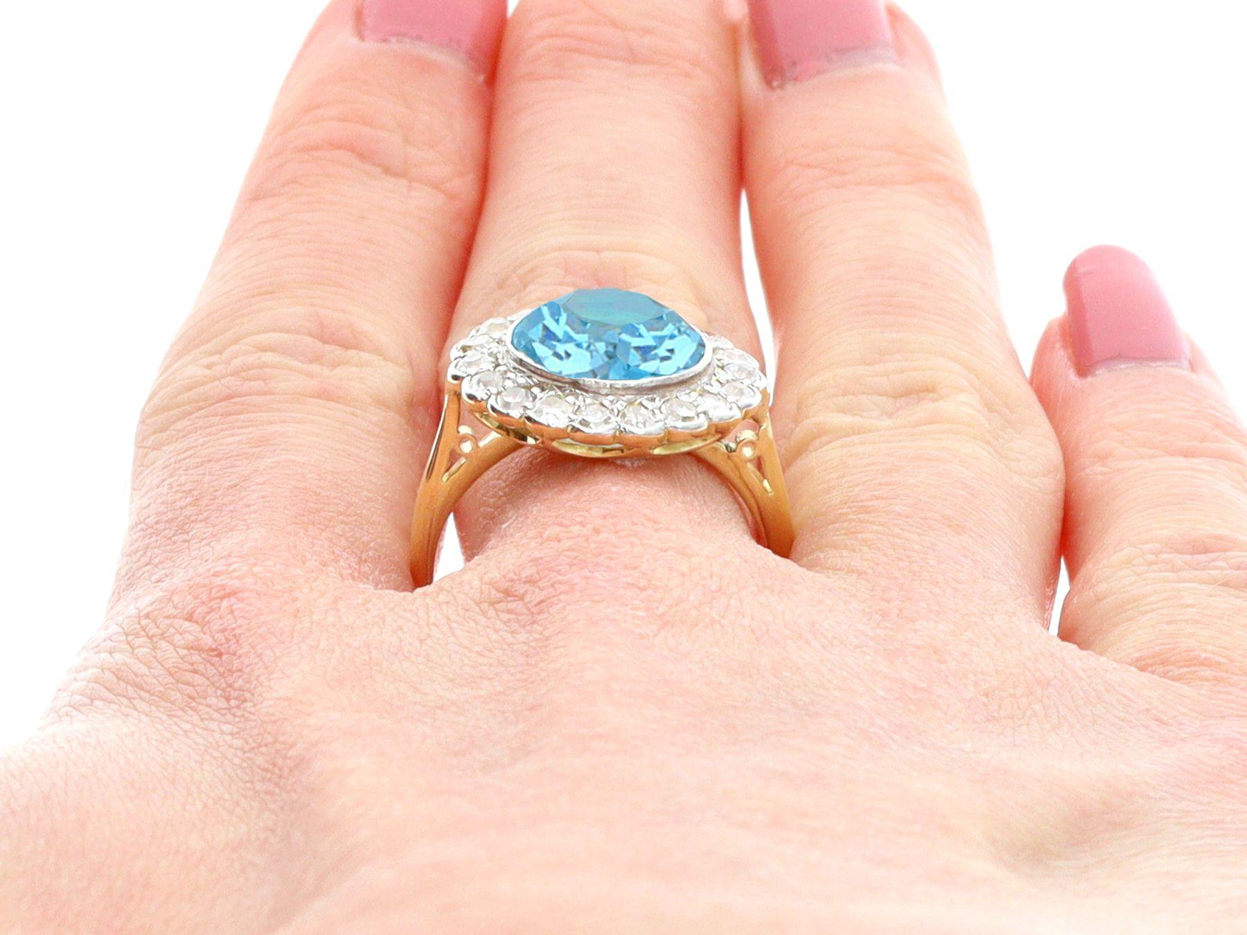 Antiker Cluster-Ring mit 4,35 Karat Aquamarin und 1,46 Karat Diamant im Angebot 2