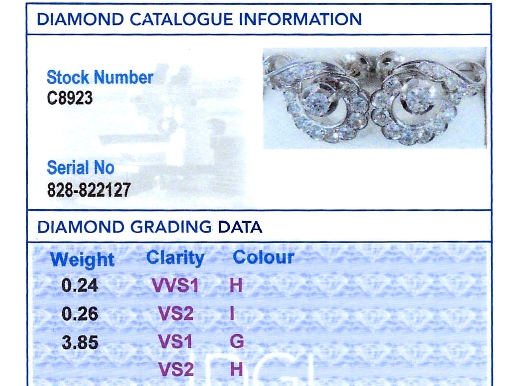 Boucles d'oreilles anciennes en platine et diamants de 4,35 carats, c. 1935 en vente 7