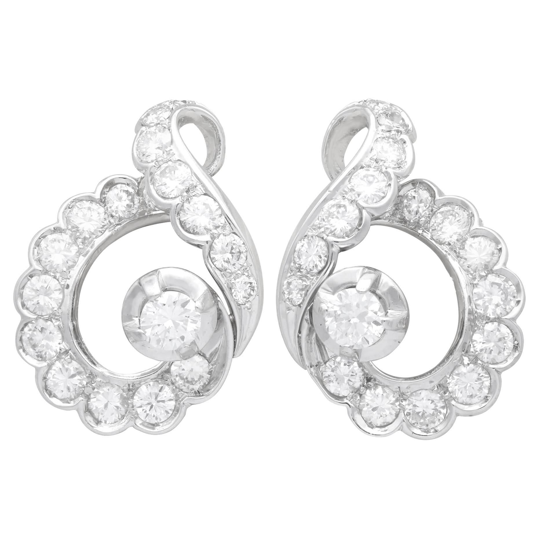 Boucles d'oreilles anciennes en platine et diamants de 4,35 carats, c. 1935