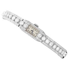 Antique 4.35 Carat Diamond Ladies French Watch in White Gold and Platinum