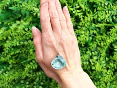 Antique 43.78 Carat Aquamarine and Platinum Pendant