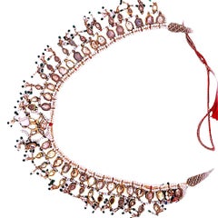 Antique 43.80 Grams Indian 18 Karat Yellow Gold Choker Necklace