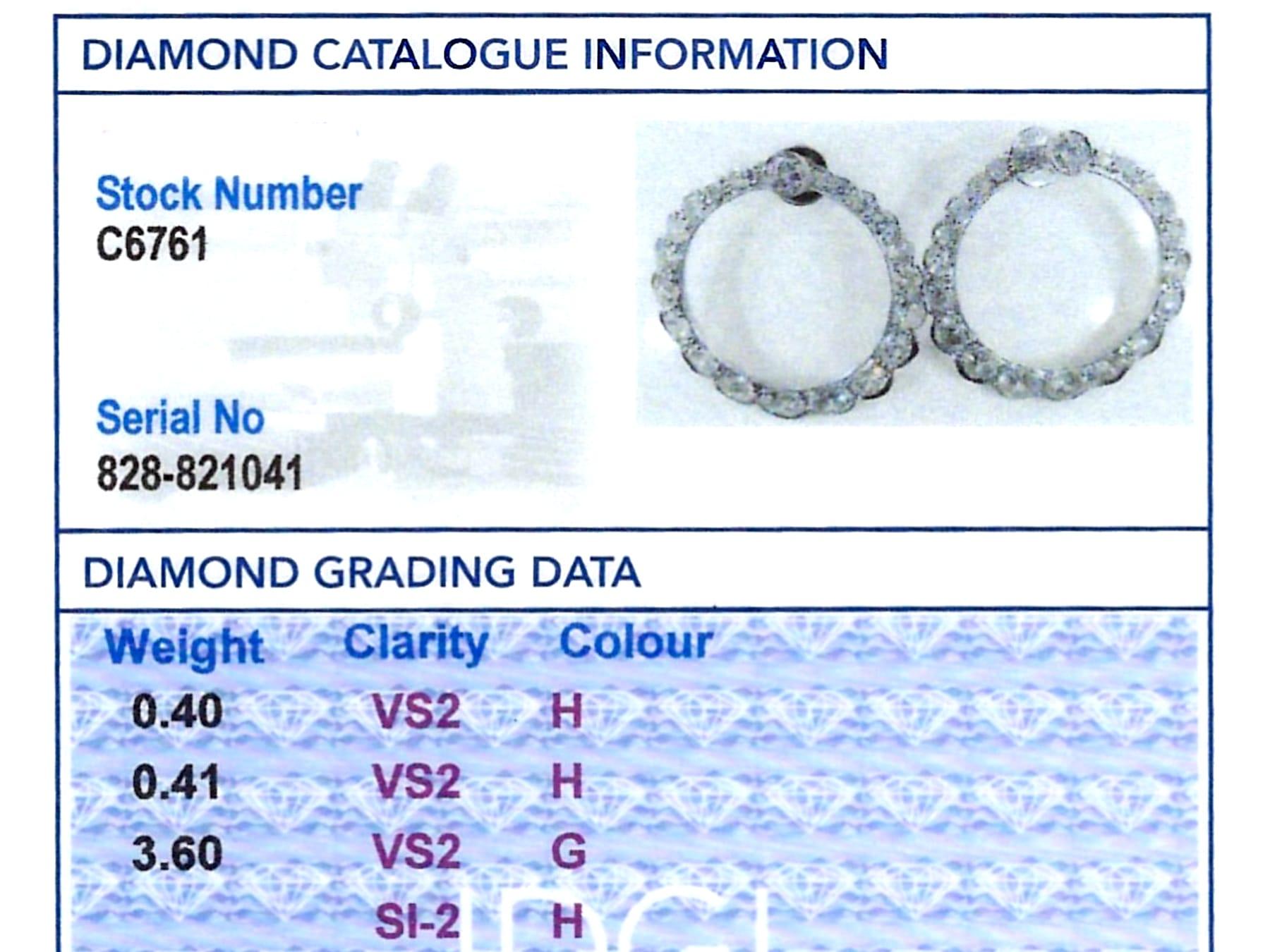 Antique 4.41 Carat Diamond Hoop Earrings For Sale 5