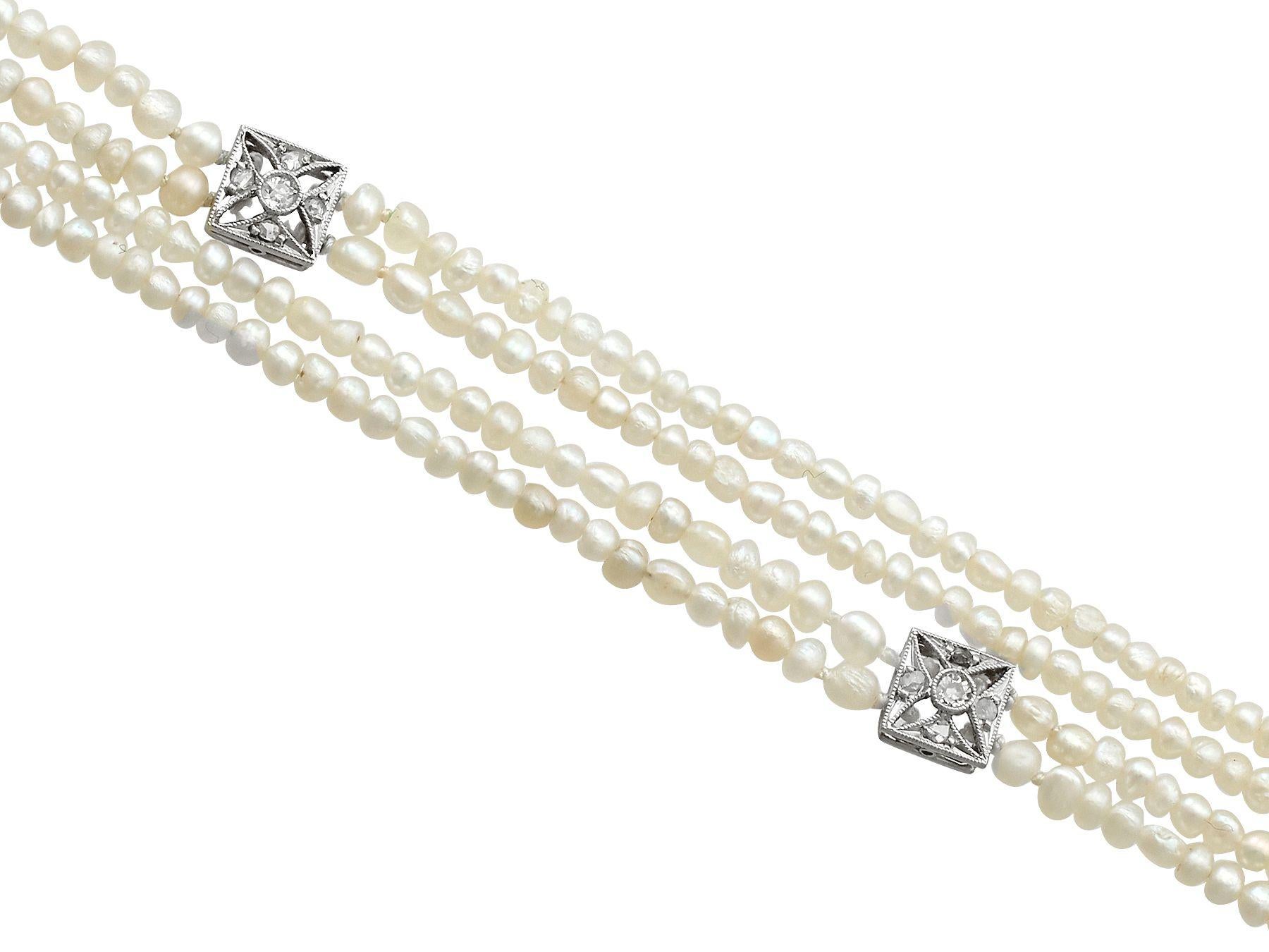 Antique 4.41 Carat Diamond and Seed Pearl Platinum Sautoir Necklace, circa 1920 In Excellent Condition In Jesmond, Newcastle Upon Tyne