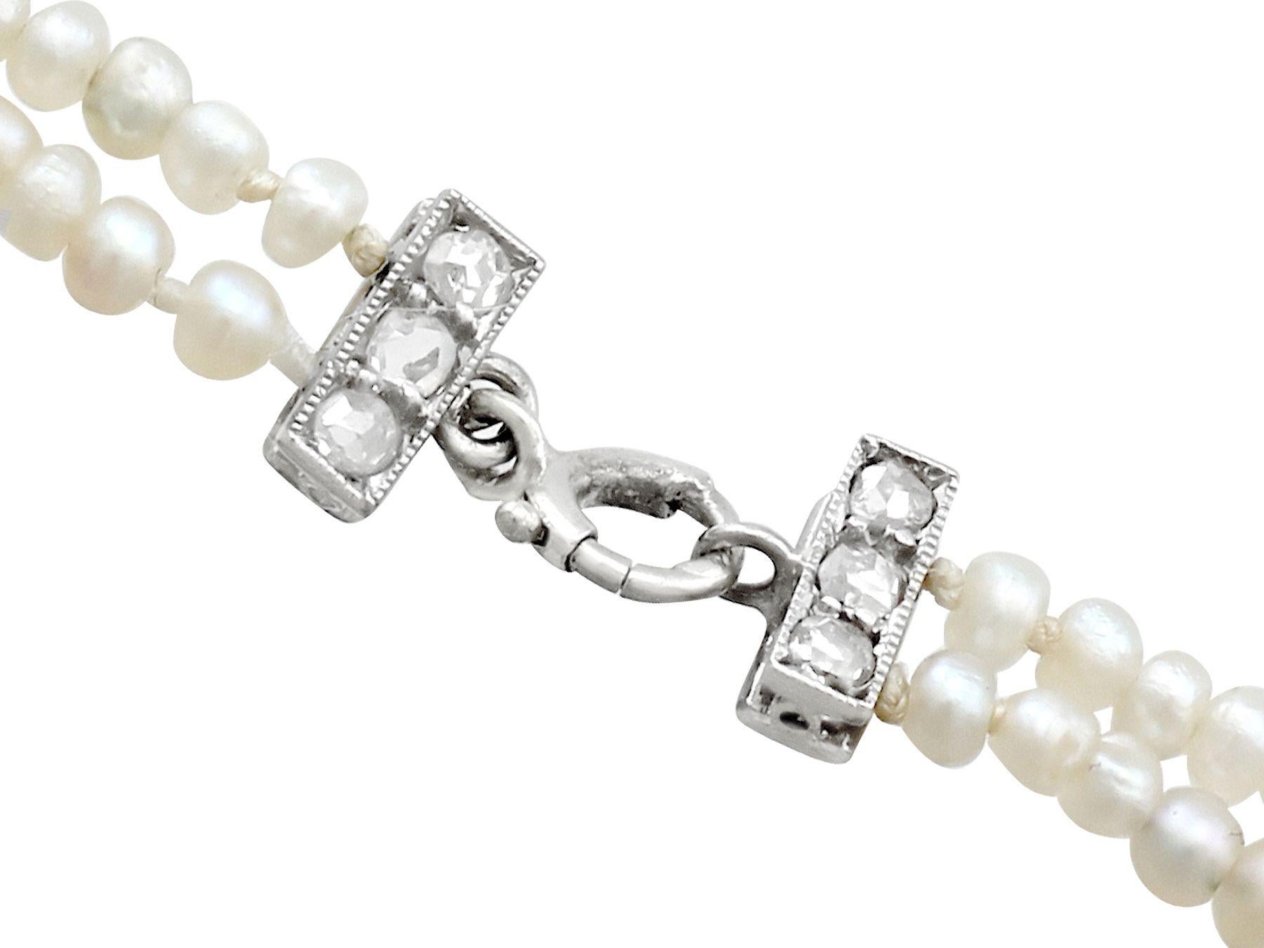 Women's or Men's Antique 4.41 Carat Diamond and Seed Pearl Platinum Sautoir Necklace, circa 1920
