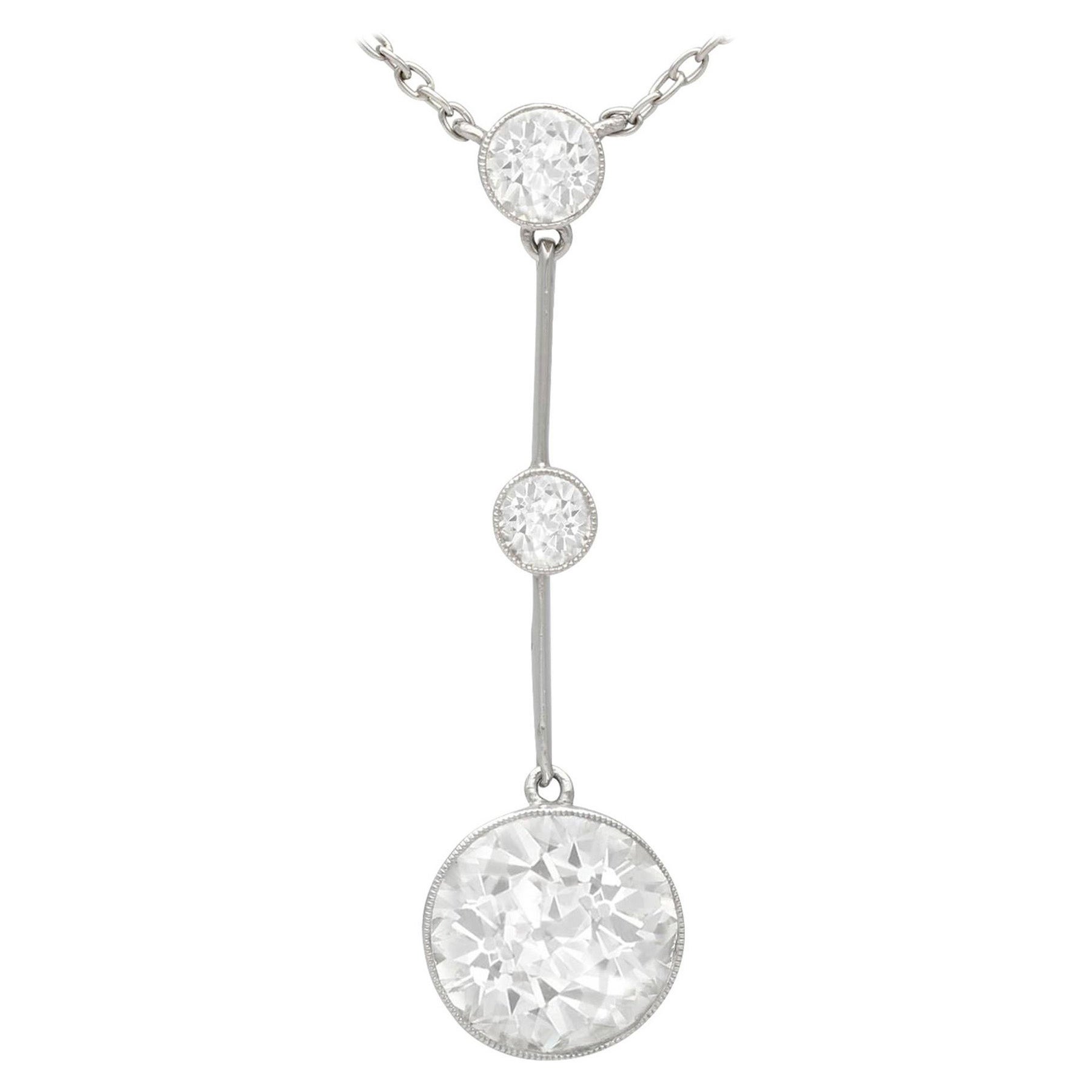 Antike 4,48 Karat Diamant- und Platin-Halskette, um 1920