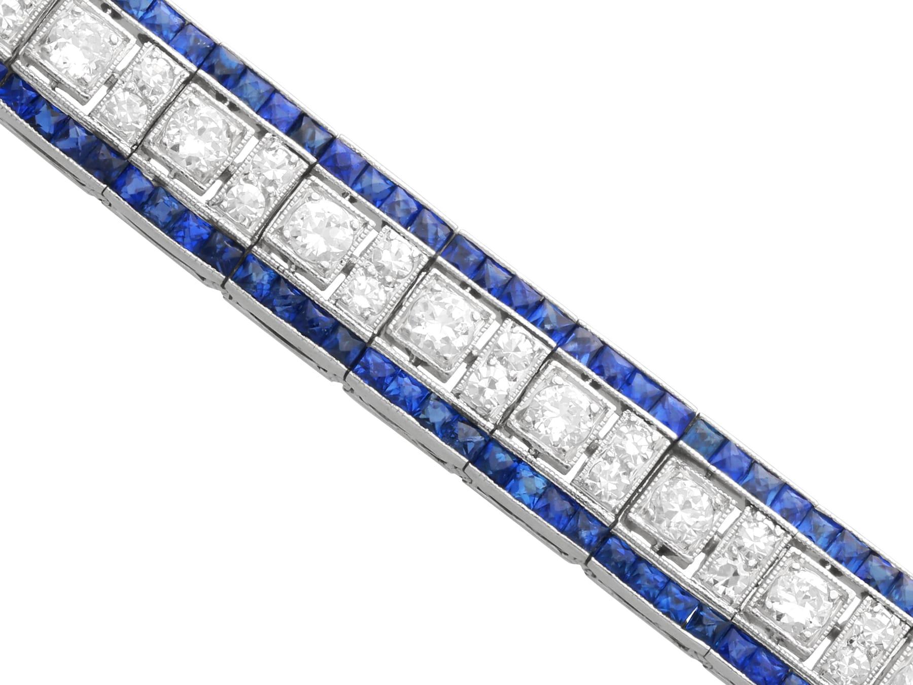 Bracelet ancien 4.48 Carat Sapphire 4.35 Carat Diamond Platinum Line Circa 1920 en vente 6