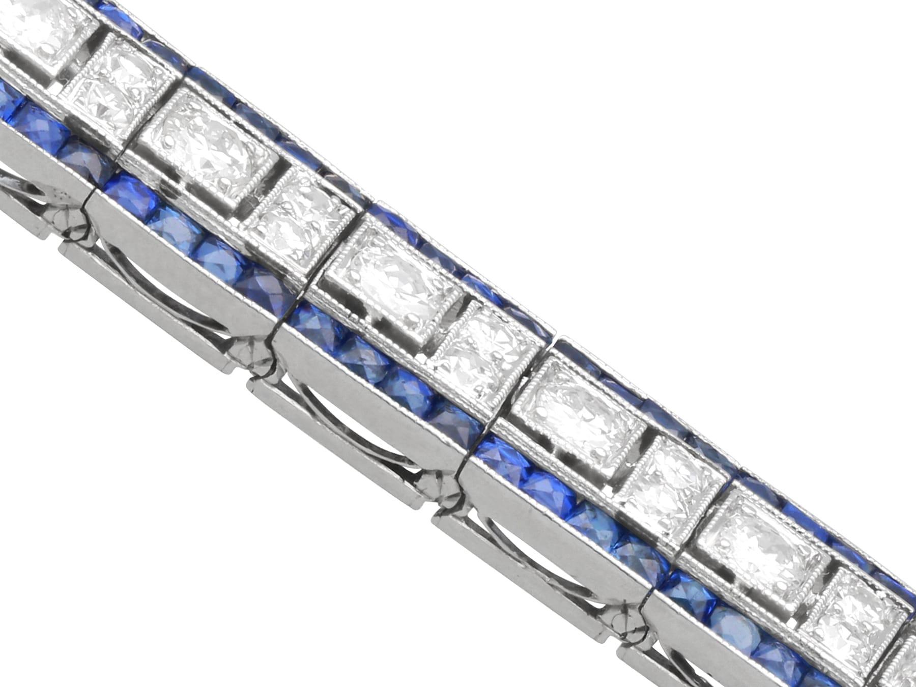Bracelet ancien 4.48 Carat Sapphire 4.35 Carat Diamond Platinum Line Circa 1920 en vente 7